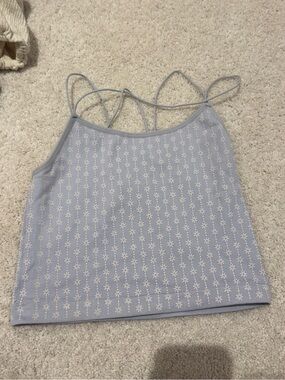 Macy's Light Lavender Floral Ribbed Cami with Strappy Back